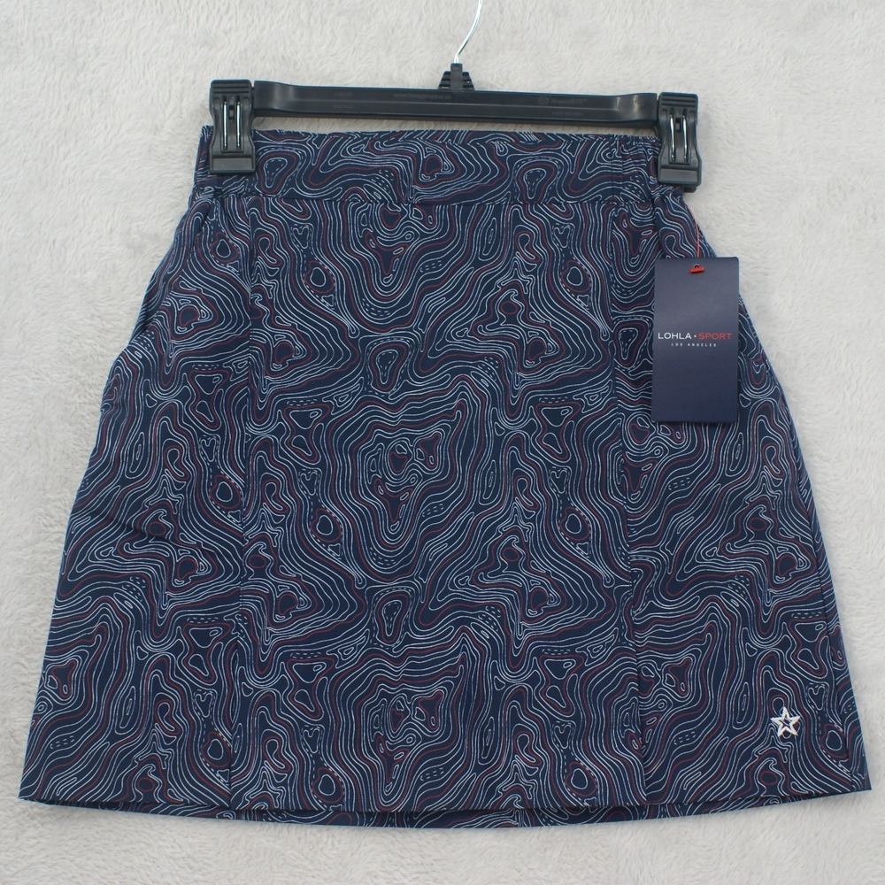 LOHLA Sport Ink Swirl Skort Navy Blue Topography Print Golf Tennis Pickle Size 2